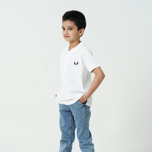 Oaklynn White Branded Polo Shirt